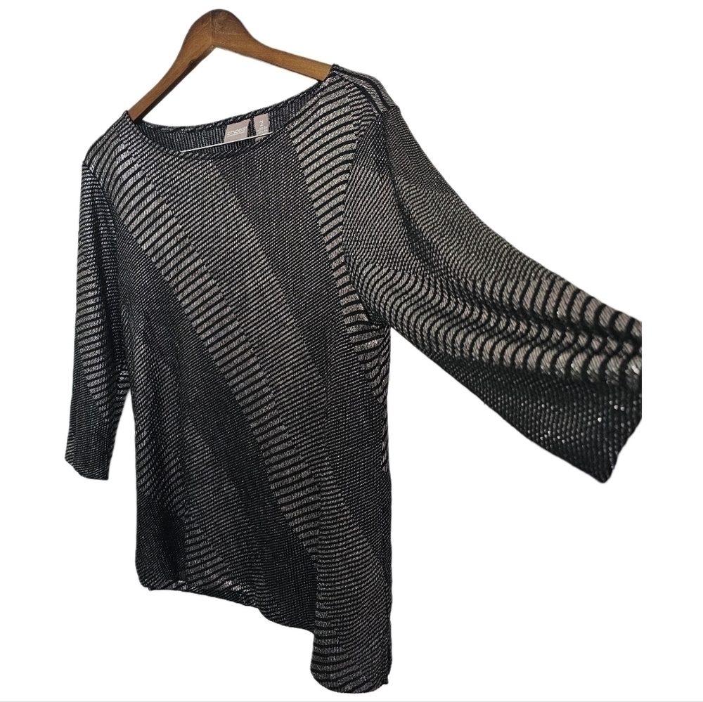 Chico's Longline metallic black 3/4 sleeve size large - Picture 4 of 10